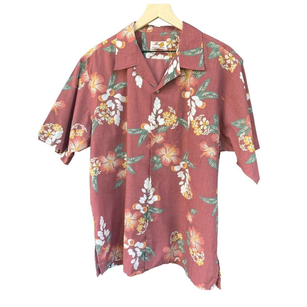 Vtg 90s Hawaiian Shirt Mens XL Red Floral Tropical Aloha Beach Camp Japan‎ Made